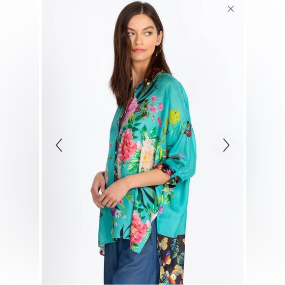 Johnny Was Panya Karis Button Down 100% Silk - Picture 11 of 12